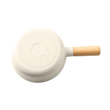 FIKA 7 inch Mini Stir Fry Wok with Wooden Handle, Induction Compatible Cookware for All Stovetops, Kitchen Essential Ceramic Coating Skillet, Healthy Cooking Omelet Frying Pan, Made in Korea (18cm)