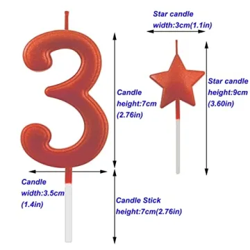 Vibrant 2.75in Red Number 3 Birthday Candle for Celebrations