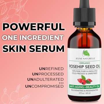 Rosehip Oil Organic - From Whole Berries (Pulp & Seeds), Natural Deep Orange Hue for Intensive Skin Repair - Pure, Virgin, Cold Pressed, Undiluted Organic Rosehip Seed Oil, 2 oz