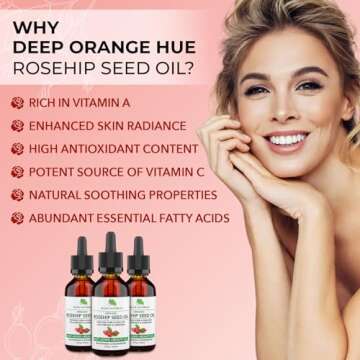 Rosehip Oil Organic - From Whole Berries (Pulp & Seeds), Natural Deep Orange Hue for Intensive Skin Repair - Pure, Virgin, Cold Pressed, Undiluted Organic Rosehip Seed Oil, 2 oz