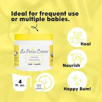 La Petite Creme French Organic Diaper Balm (1 oz) - Healing & Nourishing Diaper Cream - Gentle & Safe Liniment Baby Lotion - USDA Certified Organic - Baby Essentials for Newborn
