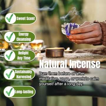 Soul Sticks 4 Inch 3 Pack Floral Blissful White Sage Smudge Sticks Bulk with Starter Guide | Smudge Sticks Bulk | Sage for Cleansing House | White Sage for Smudging and Negative Energy | Sage Bundles