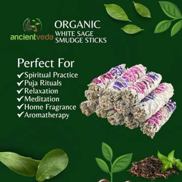 Soul Sticks 4 Inch 3 Pack Floral Blissful White Sage Smudge Sticks Bulk with Starter Guide | Smudge Sticks Bulk | Sage for Cleansing House | White Sage for Smudging and Negative Energy | Sage Bundles