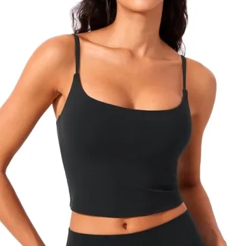 CRZ YOGA Butterlift Women's Crop Tank - Ultimate Comfort Workout Top with Built-in Bra