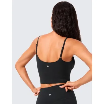 CRZ YOGA Women's Scoop Neck Longline Sports Bra Black