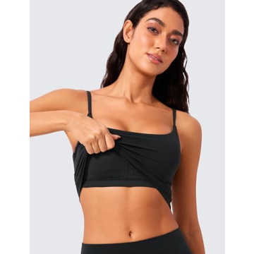 CRZ YOGA Women's Scoop Neck Longline Sports Bra Black