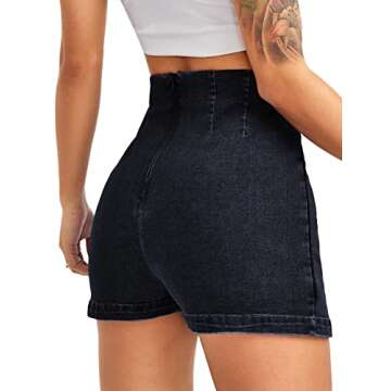 Floerns Women's Casual Split Hem High Waist Denim Skorts Skirt Shorts Dark Grey XL