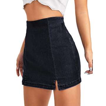 Floerns Women's Casual Split Hem High Waist Denim Skorts Skirt Shorts Dark Grey XL