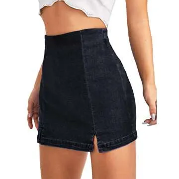 Floerns Women's Casual Split Hem High Waist Denim Skorts Skirt Shorts Dark Grey XL