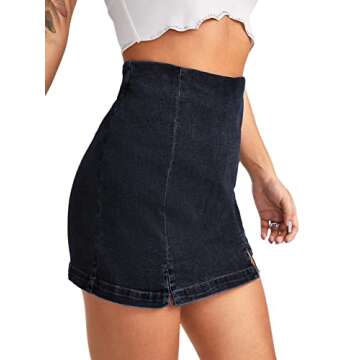 Floerns Women's Casual Split Hem High Waist Denim Skorts Skirt Shorts Dark Grey XL