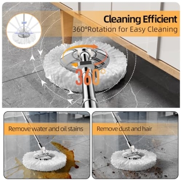 Square Mop and Bucket with 4 Replacement Heads Set