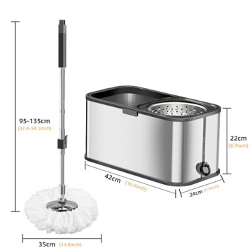 Square Mop and Bucket with 4 Replacement Heads Set