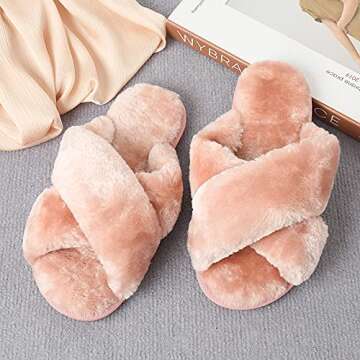 ULoomee Slippers for Women, [2023NEW] Fuzzy House Women Slippers with Memory Foam, Indoor and Outdoor Slippers, Valentine's Day gift
