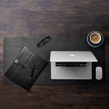 Gallaway Leather Desk Mat,Desk Writing Pad - Office Desk Pad, Large 36" x 17" Black, Desk Mats on Top of Desks, Gift Ready Elegant Computer Desk Mat Desk Cover Desk Pad Protector PU Leather