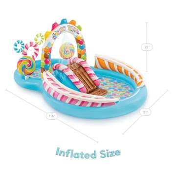 INTEX Candy Zone Inflatable Kiddie Pool: Inflatable Kids Pool with Water Sprayer and Slide – Splash Pad – 116" x 75" x 51" – Ages 3+
