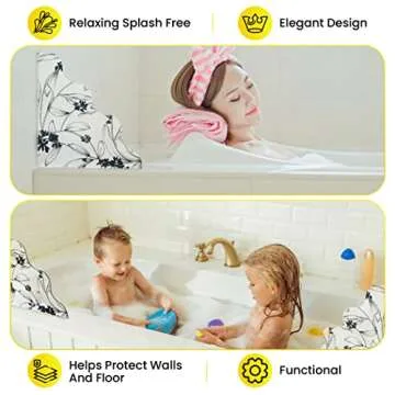 Shower Splash Guard(Set of 2) - Bathroom Water Barrier Shower Guard - Transparent Splash Guard for Bathtub - Bathtub Edge Guard - Acrylic Shower Bathtub Splash Guard - Shower Water Guard