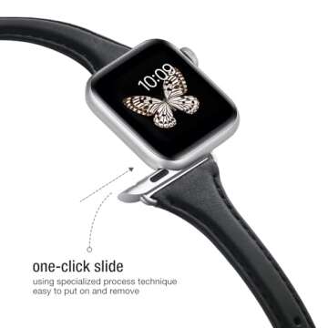WFEAGL Compatible with Leather Apple Watch Band 41mm 40mm 38mm 42mm(series 10) Women, Top Grain Leather Strap Slim & Thin Replacement Wristband for iWatch Bands Ultra SE SE2 & Series 10 9 8 7 6 5 4 3 2 1