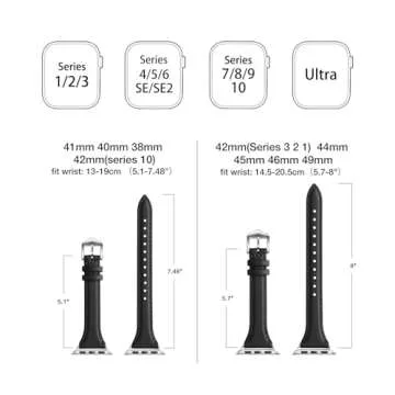 WFEAGL Compatible with Leather Apple Watch Band 41mm 40mm 38mm 42mm(series 10) Women, Top Grain Leather Strap Slim & Thin Replacement Wristband for iWatch Bands Ultra SE SE2 & Series 10 9 8 7 6 5 4 3 2 1