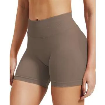 VOYJOY Women Workout Impact Shorts 3.6"/ 4.5"/ 6" Scrunch Butt Lifting Gym Seamless Booty Biker Shorts Brown