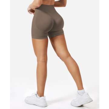 VOYJOY Women Workout Impact Shorts 3.6"/ 4.5"/ 6" Scrunch Butt Lifting Gym Seamless Booty Biker Shorts Brown