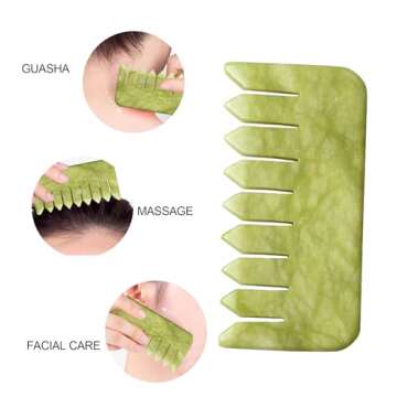 Jade Gua Sha Comb Set - 2pcs Green Jade Massage Tools for Relaxation
