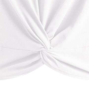 JINKESI Women's Summer Causal Short Sleeve Blouse Round Neck Crop Tops Twist Front Tee T-Shirt White-Medium