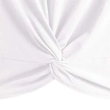 JINKESI Women's Summer Causal Short Sleeve Blouse Round Neck Crop Tops Twist Front Tee T-Shirt White-Medium