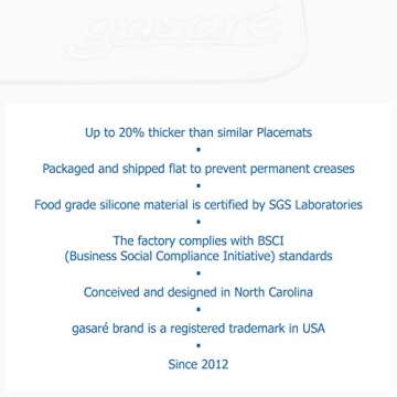 GASARÉ, Set of 2, Extra Large, Thick, Silicone Mats for Kitchen Counter, Heat Resistant Mats, Countertop Protector, Non-Slip, Easy to Clean, 25 x 17 Inches x 1.4mm, Semi-Transparent