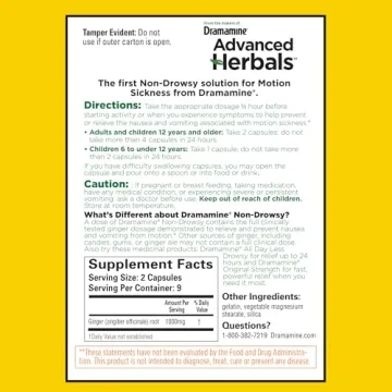 Motion Sickness Relief with Natural Ginger, Non-Drowsy