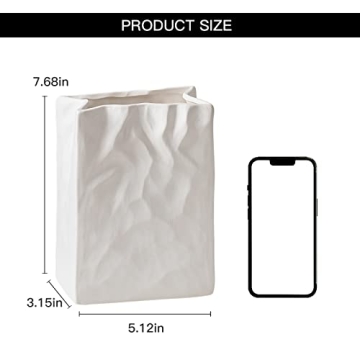 Levvohd Unique White Pleated Ceramic Vase for Home Decor