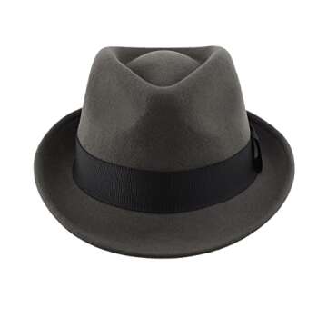 Home Prefer Men's Wool Felt Winter Hat Short Brim Fedora Hat Dark Grey Medium 57cm
