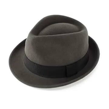 Home Prefer Men's Wool Felt Winter Hat Short Brim Fedora Hat Dark Grey Medium 57cm