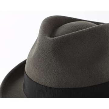Home Prefer Men's Wool Felt Winter Hat Short Brim Fedora Hat Dark Grey Medium 57cm
