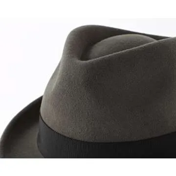 Home Prefer Men's Wool Felt Winter Hat Short Brim Fedora Hat Dark Grey Medium 57cm