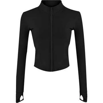 UANEO Women's Cropped Workout Athletic Jackets