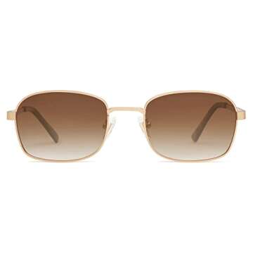 SOJOS Retro Rectangle Polarized Sunglasses for Women and Men,Vintage Narrow Square Womens Shades SJ1177 Gold Brown Grading