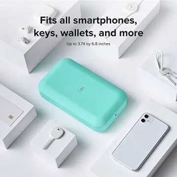 PhoneSoap 3 UV Cell Phone Sanitizer & Dual Universal Cell Phone Charger Box | Patented & Clinically Proven 360-Degree UV-C Light Sanitizer | Disinfects and Charges All Phones (Aqua)