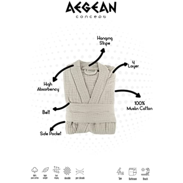 Elegant Aegean Concept Turkish Muslin Bathrobe for All