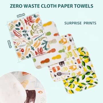 Gecocious Reusable Paper Towels Washable, Pack of 12 Paperless Kitchen Towels Roll - Surprise Prints...