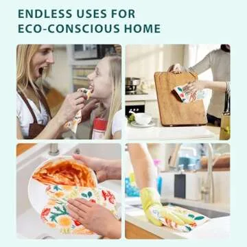Gecocious Reusable Paper Towels Washable, Pack of 12 Paperless Kitchen Towels Roll - Surprise Prints, Super Soft Eco Friendly Cotton Cloth