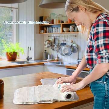 Gecocious Reusable Paper Towels Washable, Pack of 12 Paperless Kitchen Towels Roll - Surprise Prints, Super Soft Eco Friendly Cotton Cloth