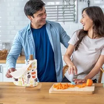 Gecocious Reusable Paper Towels Washable, Pack of 12 Paperless Kitchen Towels Roll - Surprise Prints, Super Soft Eco Friendly Cotton Cloth