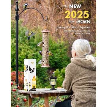 iBorn Metal Bird Feeders Brushed Copper Wild Bird Feeder for Outdoors Hanging All Metal Brushed Copp...