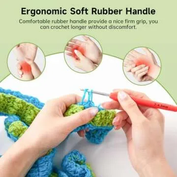 INSCRAFT 67 Pack Crochet Hooks Set, 13 PCS 2mm(B)-10mm(N) Ergonomic Soft Grip Crochet Handles Yarn Knitting Needles Kit with Case for Arthritic Hand, Crochet Starter Kit for Beginners and Lovers