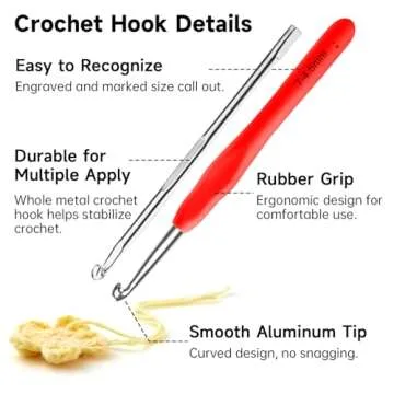 INSCRAFT 67 Pack Crochet Hooks Set, 13 PCS 2mm(B)-10mm(N) Ergonomic Soft Grip Crochet Handles Yarn Knitting Needles Kit with Case for Arthritic Hand, Crochet Starter Kit for Beginners and Lovers