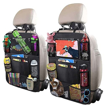 sunyou Car Backseat Organizer Car Organizer Kick Mats with 10inch Tablet Holder,10 Pockets, Car Orga...