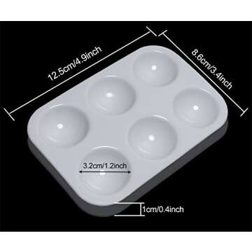 Penta Angel Art Paint Tray Palette 3Pcs 6 Well Plastic Rectangular Paint Tray for Watercolor Painting