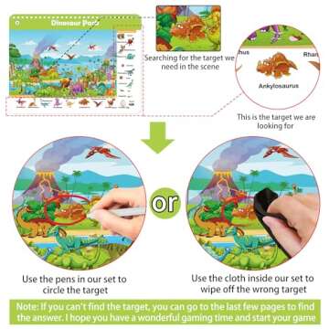 Elfew Search and Find Book for Kids Ages 4-6,3-8, Reusable Activity Mats with 2 Dry Erase Markers 24...