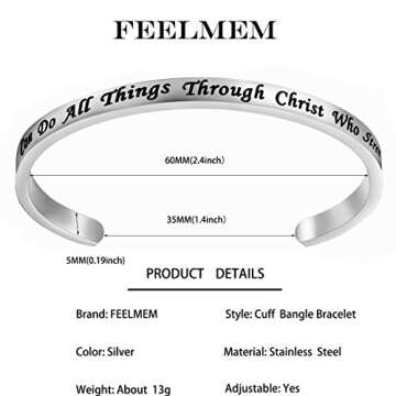 FEELMEM I Can Do All Things Through Christ Who Strengthens Me Philippians 4:13 Bracelet Religious Je...