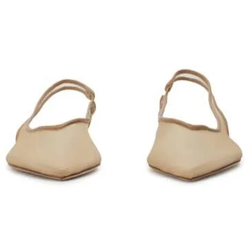 Riekhany Mesh Flats for Women Pointed Toe Slingback Flats Slip On Casual Work Ballet Flats Nude